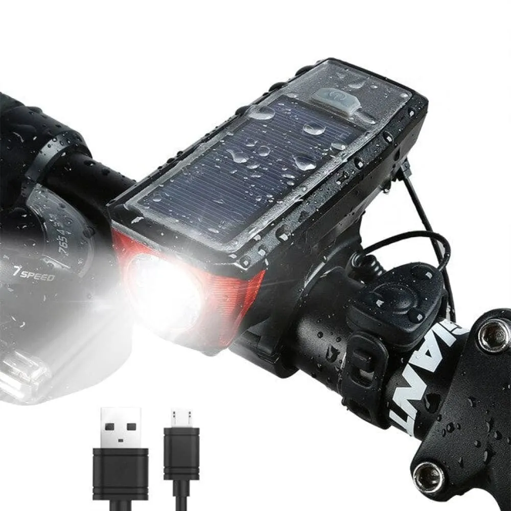 2000mah Solar Power Bicycle Light Usb Rechargeable Led Cycling