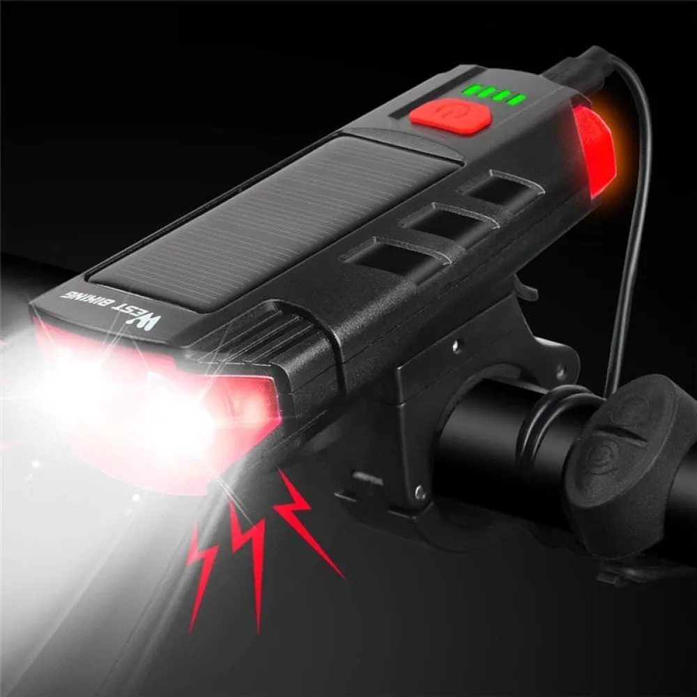 2000mah Solar Power Bicycle Light Usb Rechargeable Led Cycling