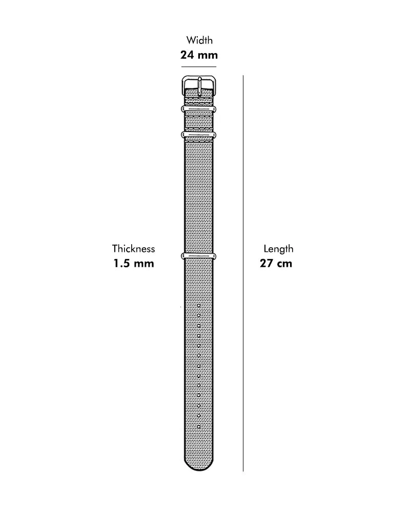24mm Green Silver Nylon Strap