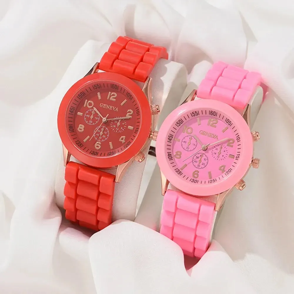 2pcs Fashion Luxury Couple Watch Set Elegant Alloy Wristwatch with Silicone Strap for Men and Women Quartz Holiday Gifts