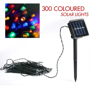 300 Multi Colour Solar LED String Lights | Outdoor Holiday Lighting