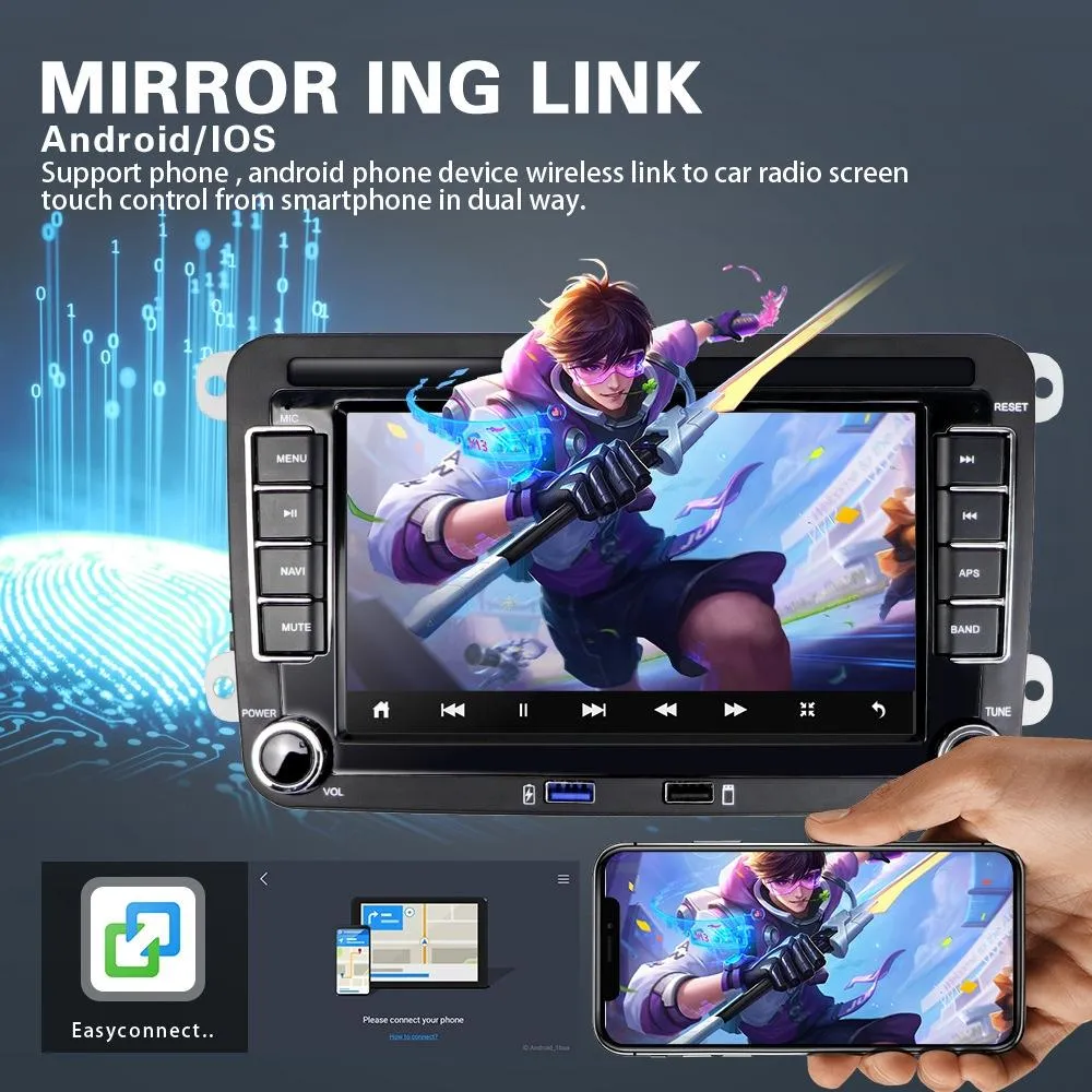 7 Inch Android Car Multimedia Player With Navigation Bluetooth Reversing Camera - Fits Volkswagen - Android 10.0 - 1   16G - Standard   4Lights