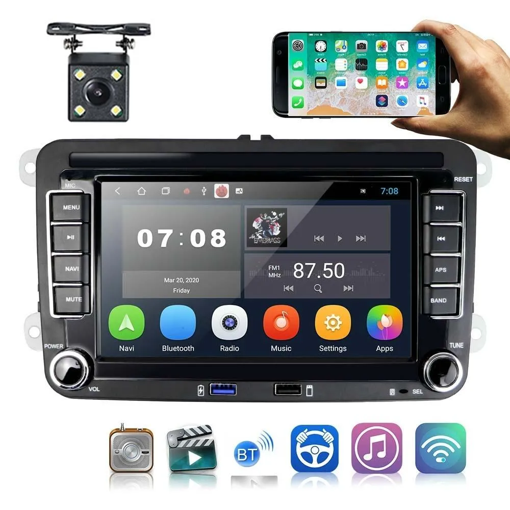 7 Inch Android Car Multimedia Player With Navigation Bluetooth Reversing Camera - Fits Volkswagen - Android 10.0 - 1   16G - Standard   4Lights