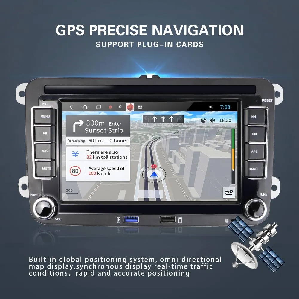 7 Inch Android Car Multimedia Player With Navigation Bluetooth Reversing Camera - Fits Volkswagen - Android 10.0 - 1   16G - Standard   4Lights