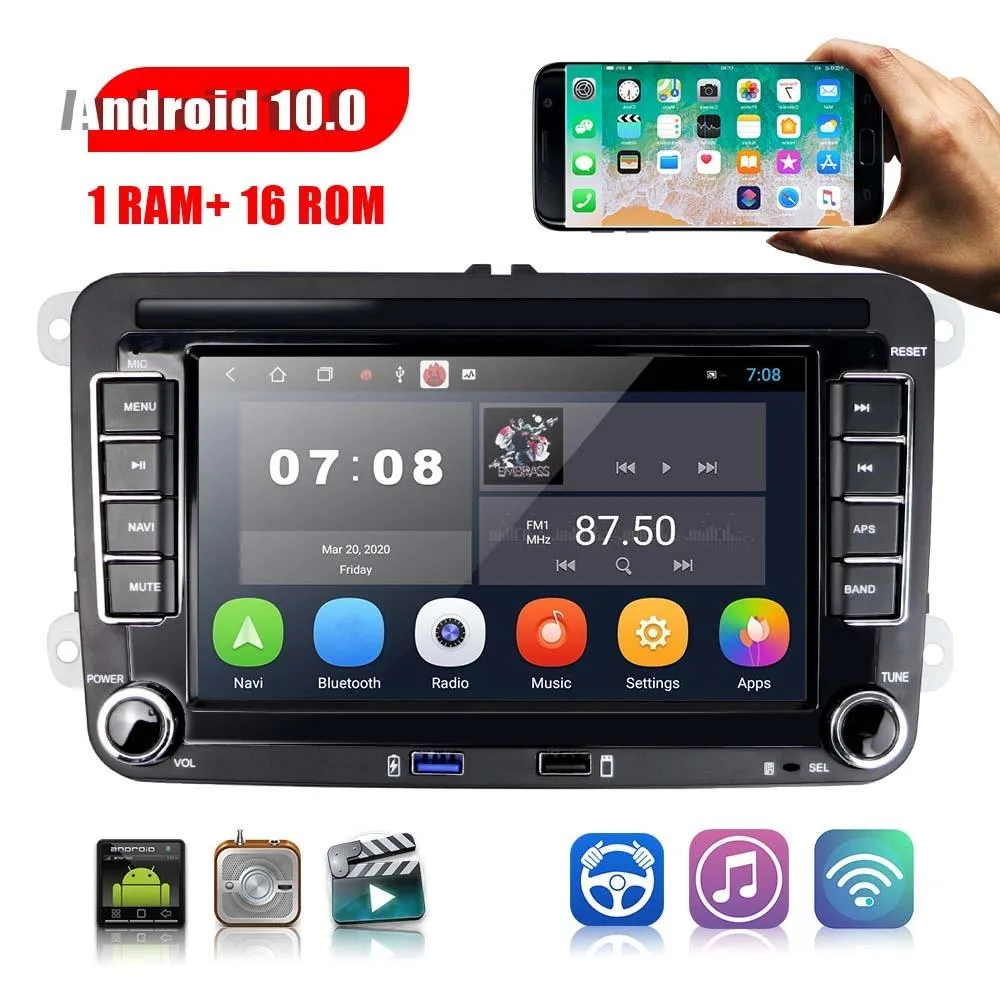 7 Inch Android Car Multimedia Player With Navigation Bluetooth Reversing Camera - Fits Volkswagen - Android 10.0 - 1   16G - Standard   4Lights