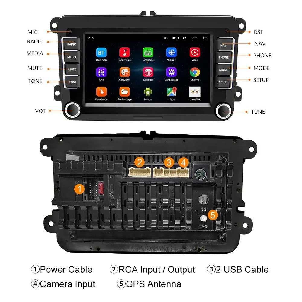 7 Inch Android Car Navigation Player For Volkswagen - 2   32G Wireless Carplay 12 Lights Camera
