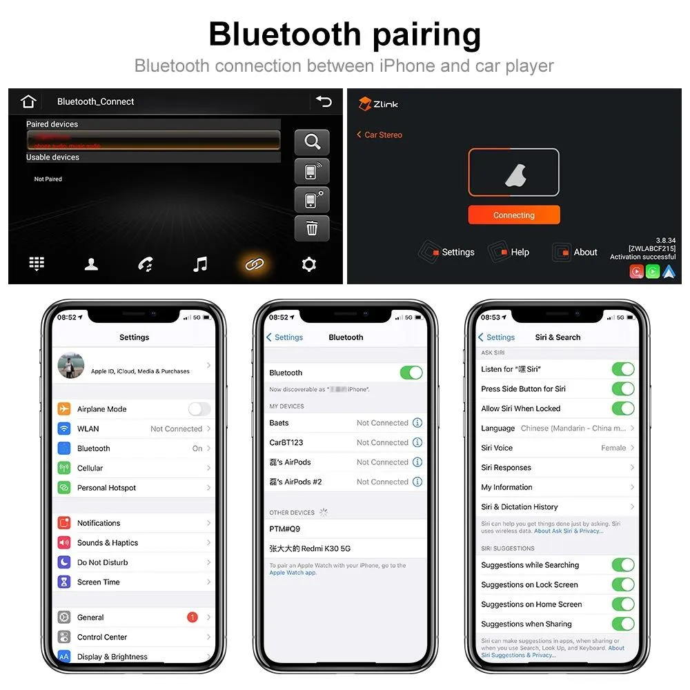 7 Inch Android Car Navigation Player For Volkswagen With Wireless Carplay - 1   16G - 12Lights Camera