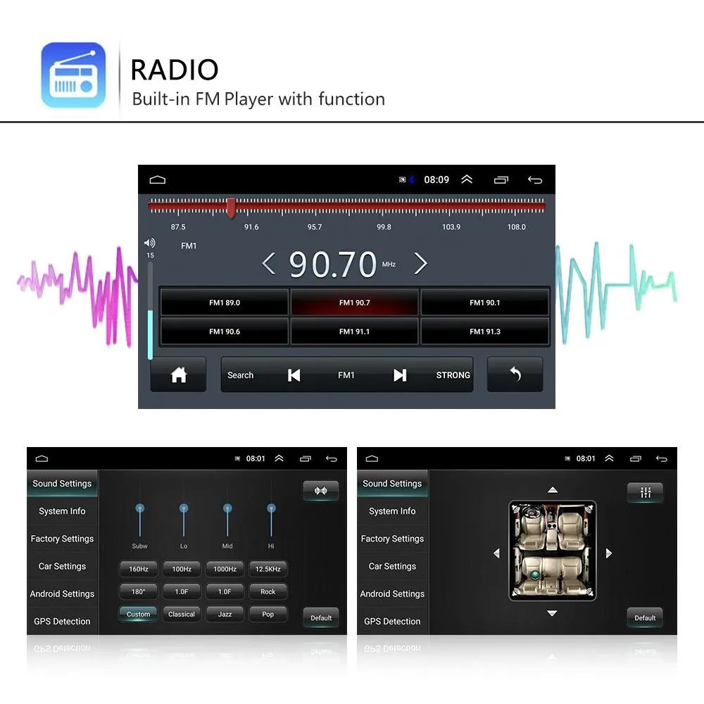 7 Inch Android Car Navigation Player For Volkswagen With Wireless Carplay - 1   16G - 12Lights Camera