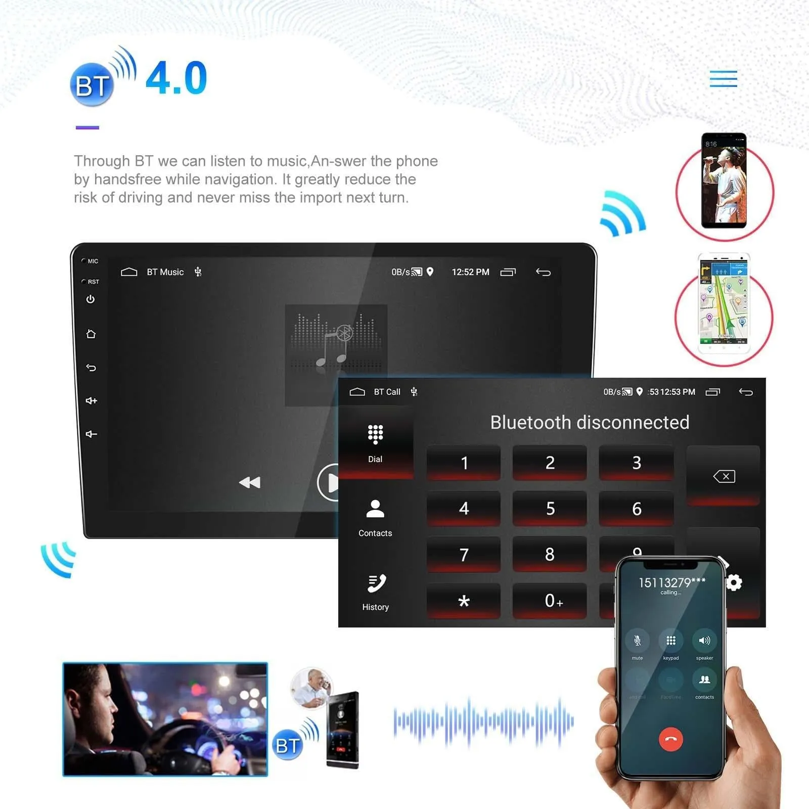 9 Inch Car Android Navigation Screen With Carplay - 2   64G Standard   Ahd Camera