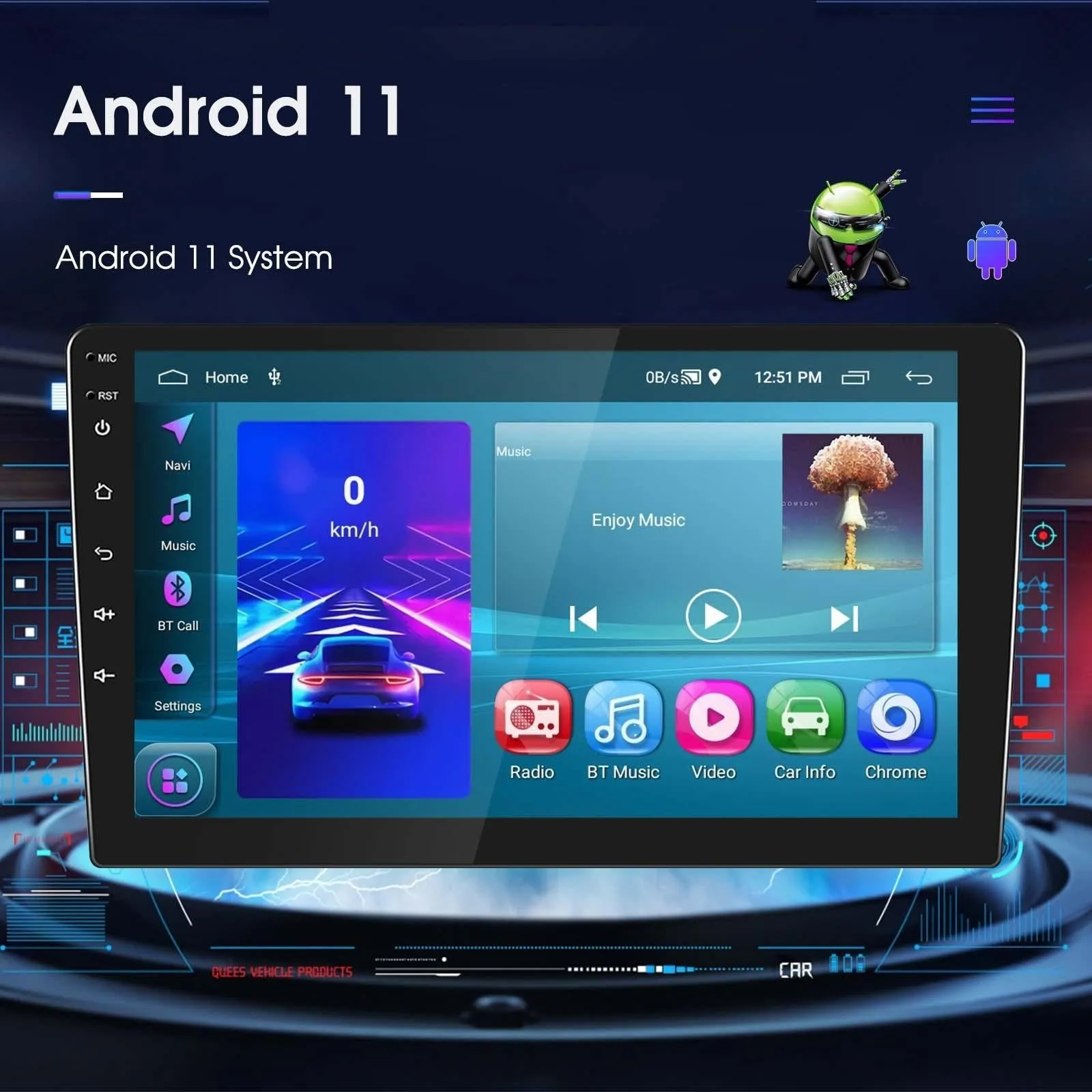 9 Inch Car Android Navigation Screen With Carplay - 2   64G Standard   Ahd Camera