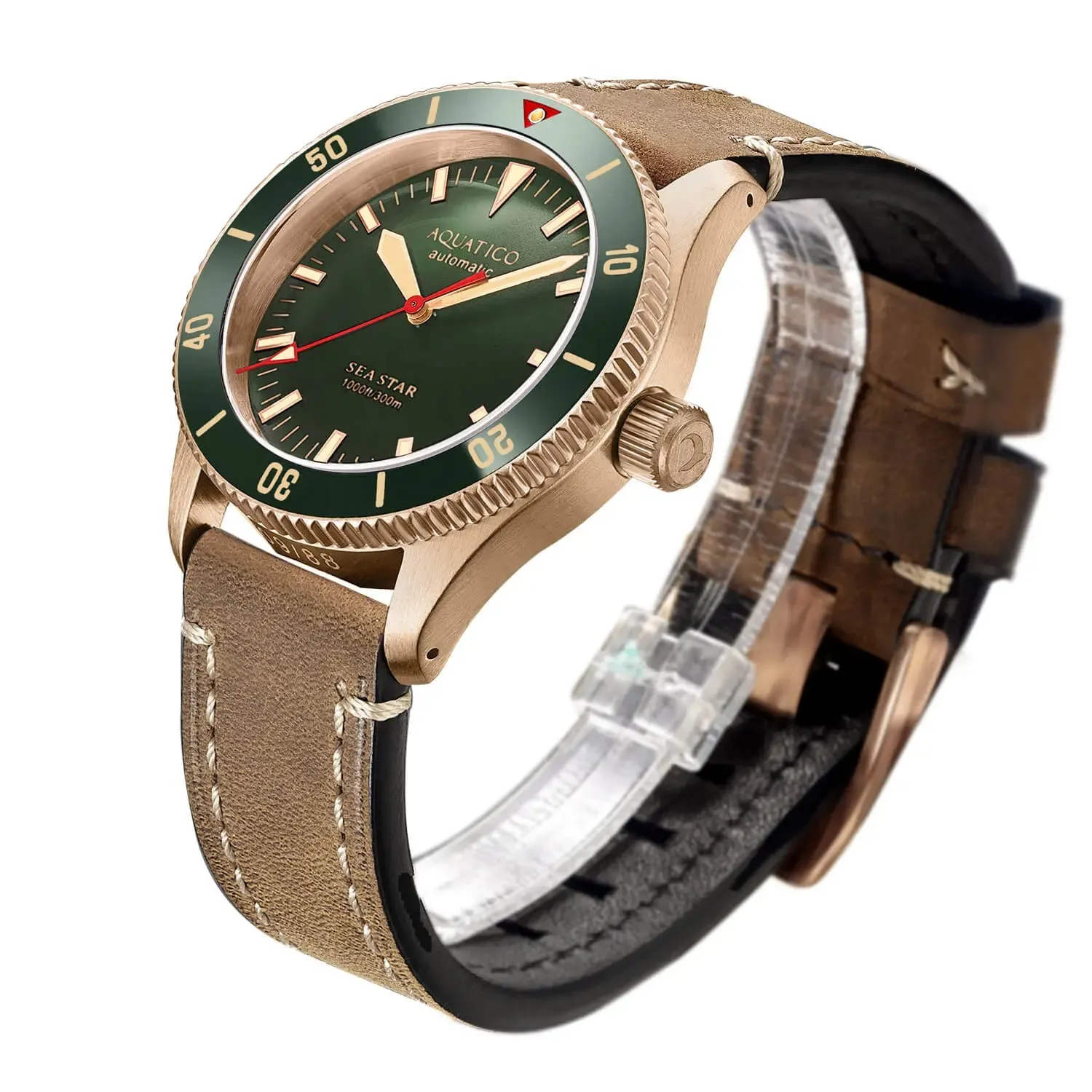 Aquatico Bronze Sea Star Green Dial Watch (Sellita sw200-1 No Date)