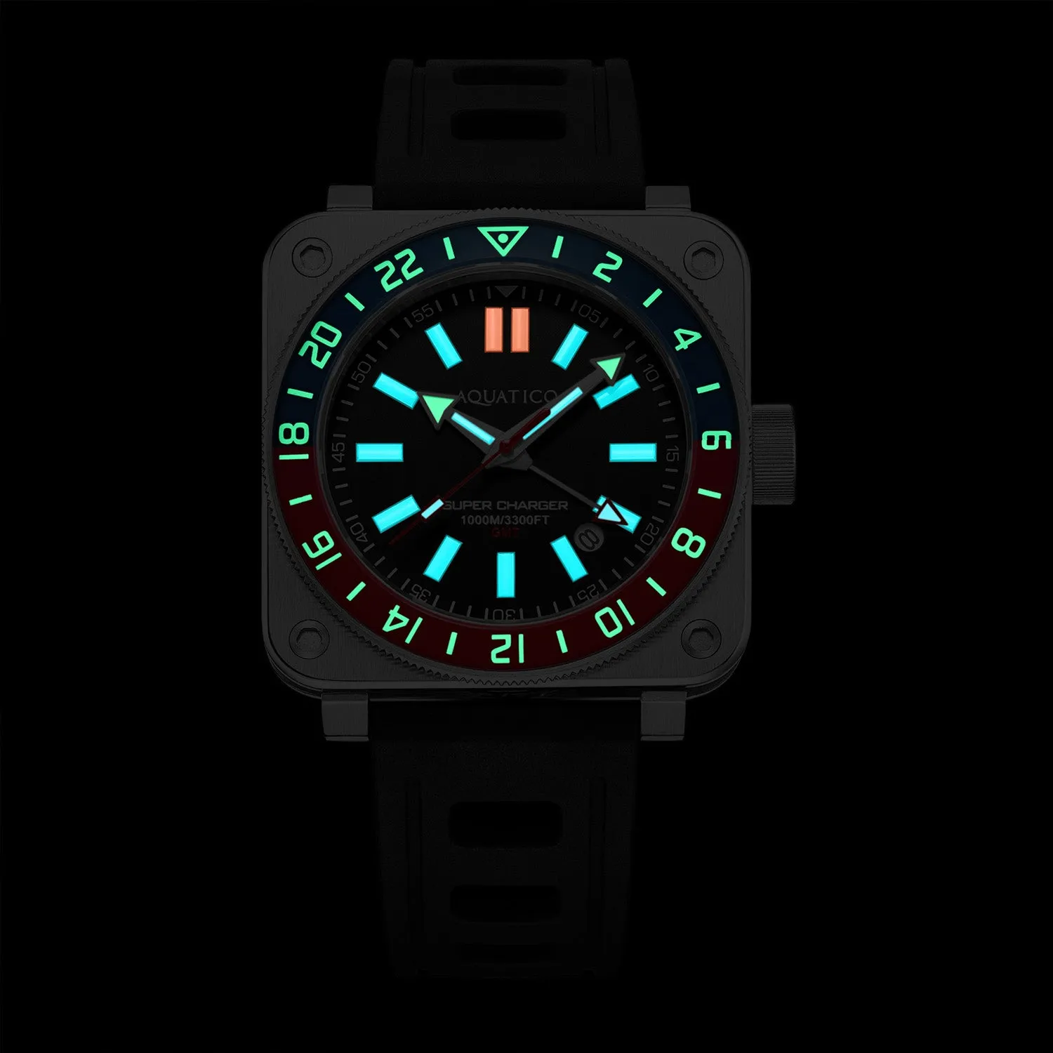 Aquatico Steel Man GMT Watch (Green Dial Green and Black Bezel)