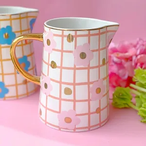 Carla Dinnage Tartan & Bloom Ceramic Jug (Pink)