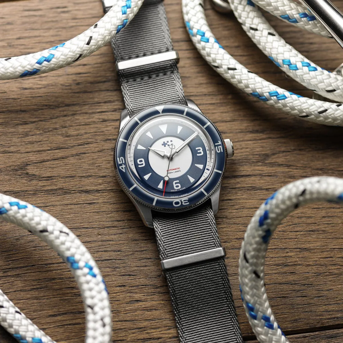 Christopher Ward   WatchGecko C65 Aquitaine - Overton Blue Suede