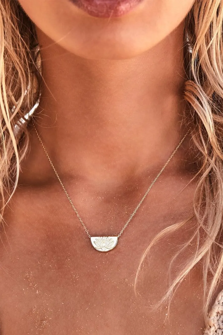 Gold Lotus Short Necklace