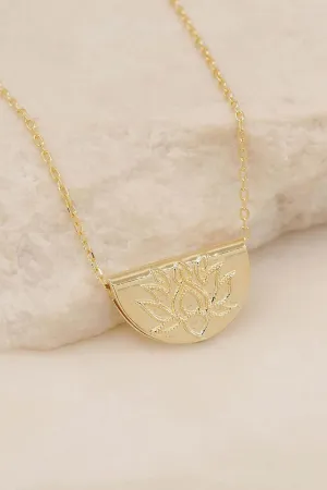 Gold Lotus Short Necklace