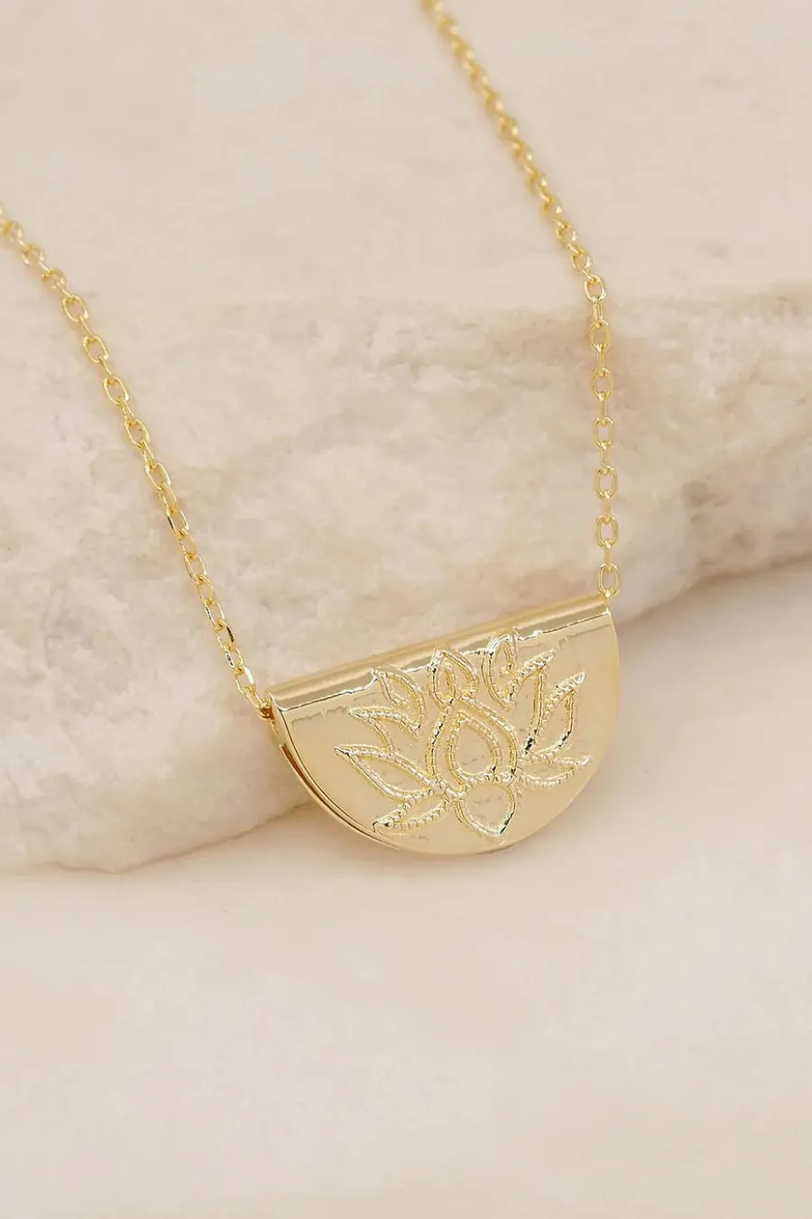 Gold Lotus Short Necklace