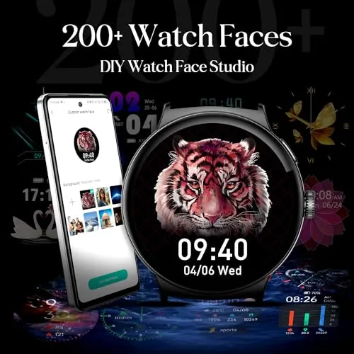itel Unicorn Smartwartch with Single chip BT Calling, 1.43" AMOLED Display, 500 Nits Brightness, Rotating Crown, IP68 Waterproof, 200  Watch Faces, 100% Charging Approx 70 mins (Dark Chrome)