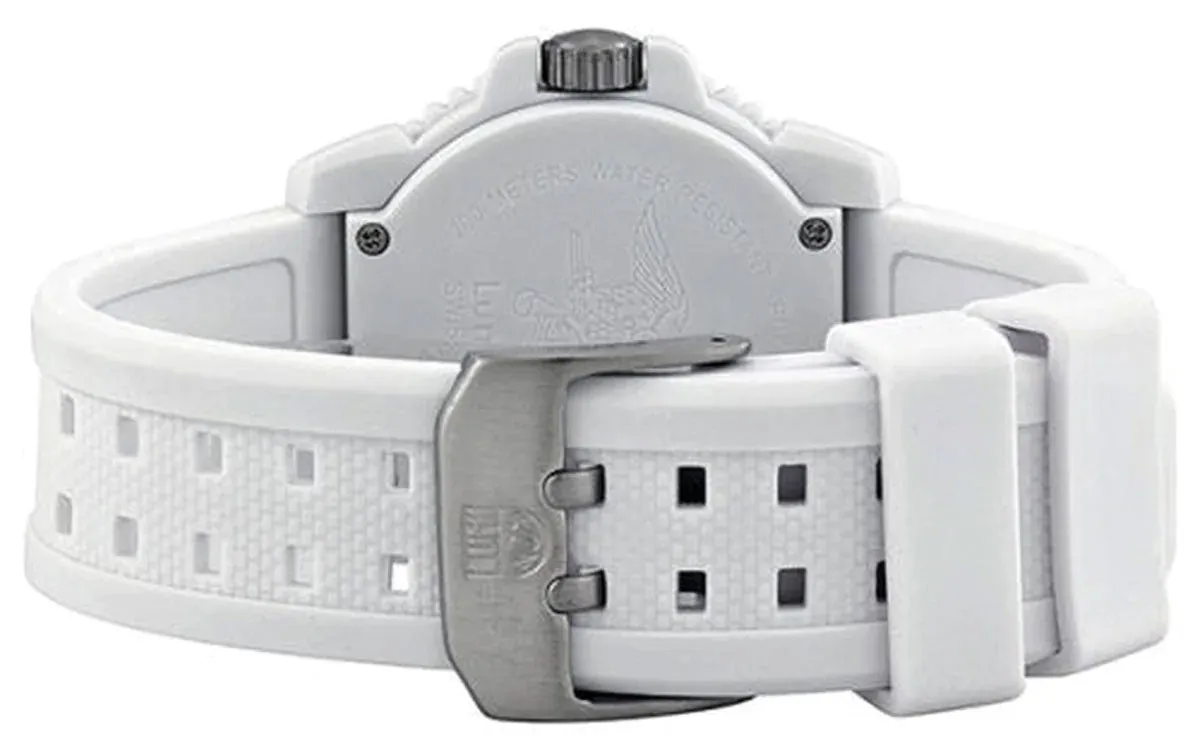 Luminox Navy SEAL Colormark PC Fiberglass White Dial White Rubber Strap Date Divers Quartz Mens Watch XS.3057.WO