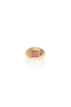 Medium Ring in 18K Rose Gold & Pink Marble Stone