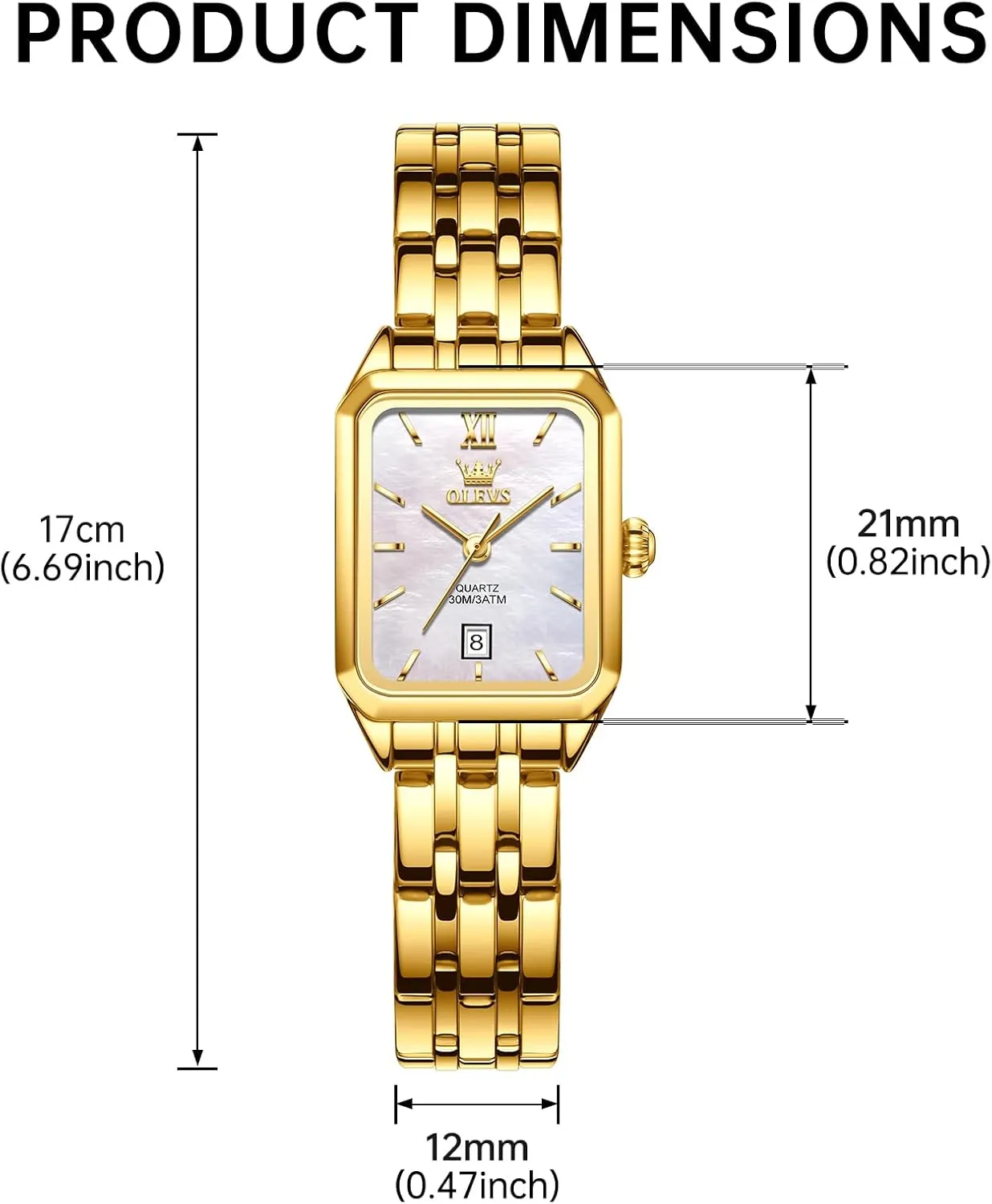 OLEVS Gold Watches for Women Square Luxury Business Rectangle Ladies Watches for Woman with Date Water Resistant Ladies Watch for Small Wrists Reloj para Mujer Diamond Blue/Green/Black/White/Gold