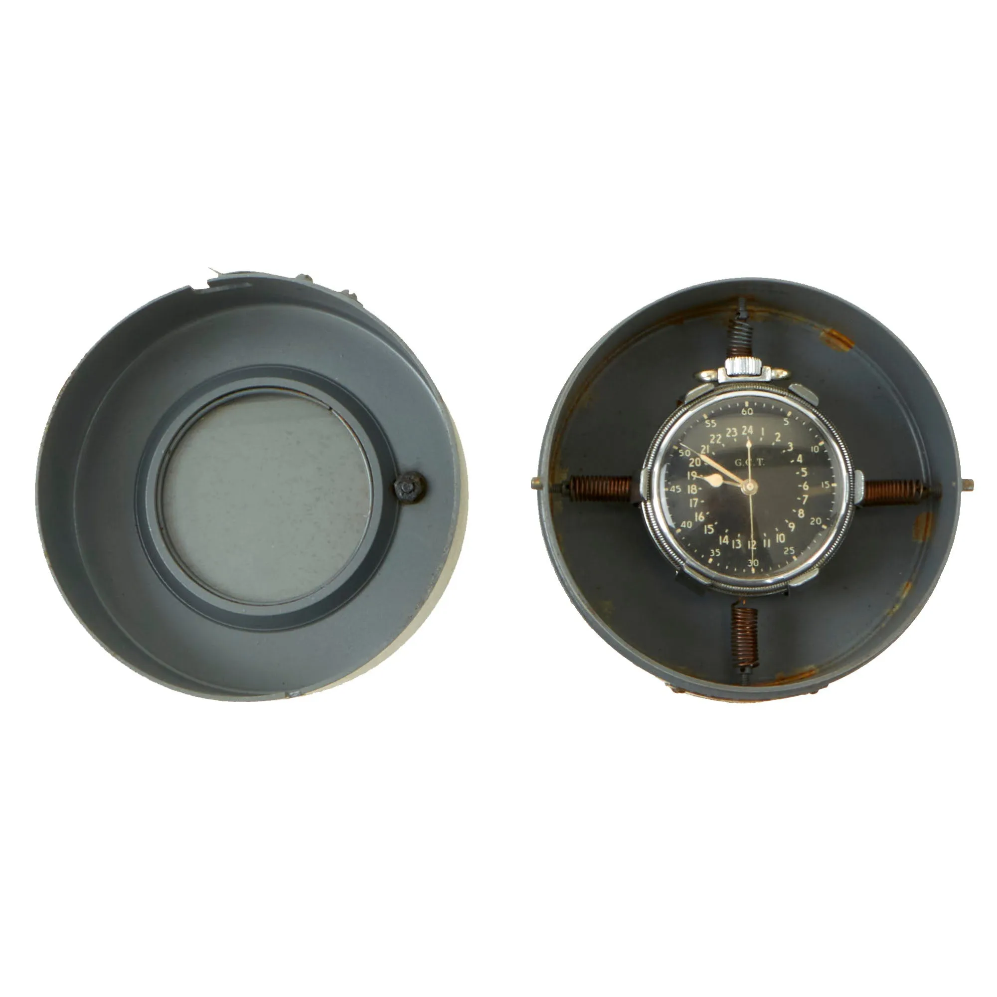 Original WWII USAAF 1942 Hamilton AN5740 G.C.T Navigator Pocket Watch with Carrying Case