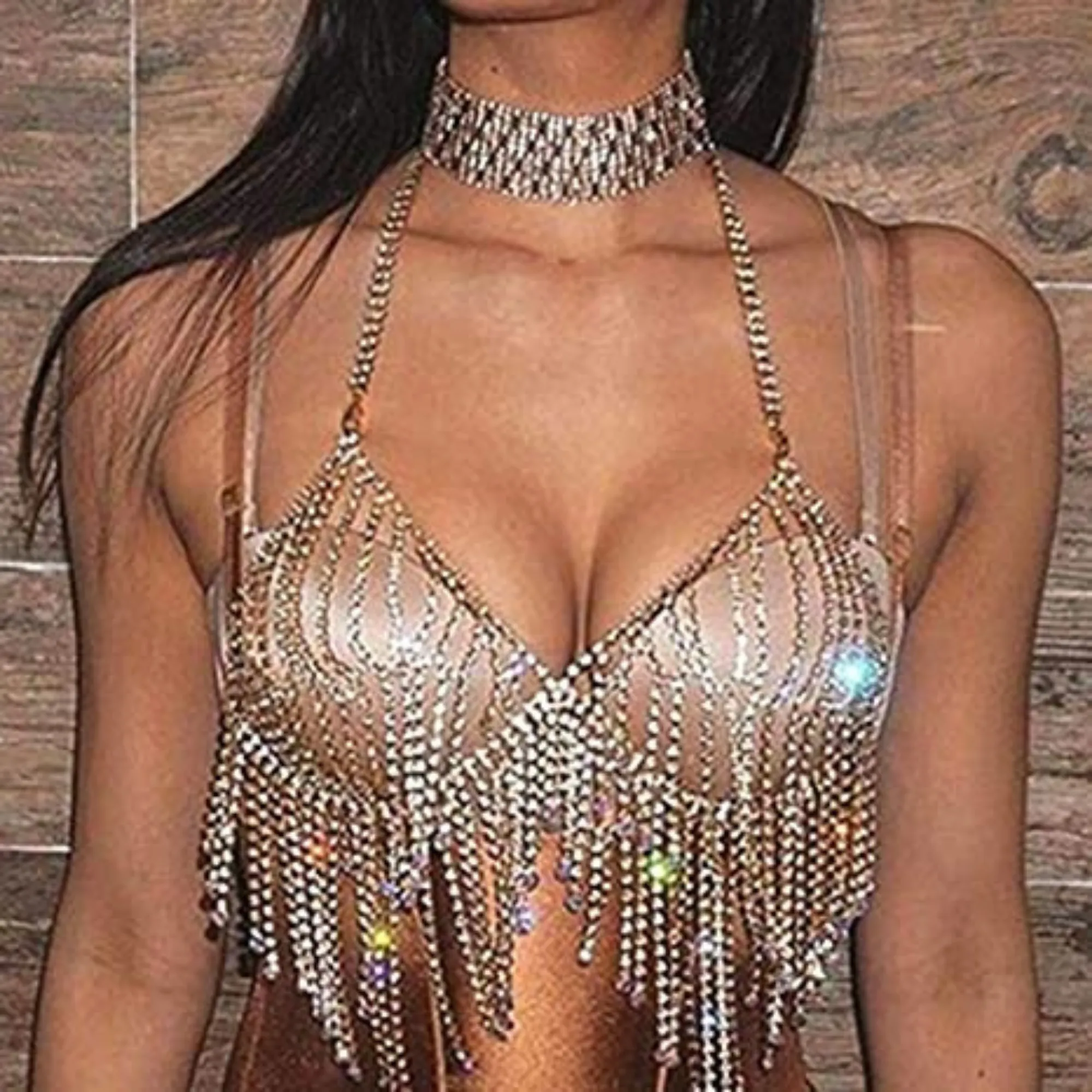 Sexy Diamond Studded Chain Bikini Bracelet Chain Body Chain