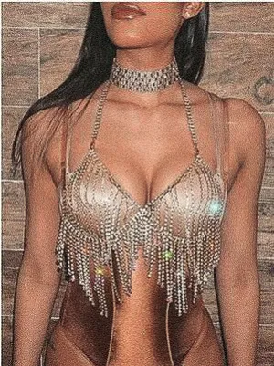 Sexy Diamond Studded Chain Bikini Bracelet Chain Body Chain