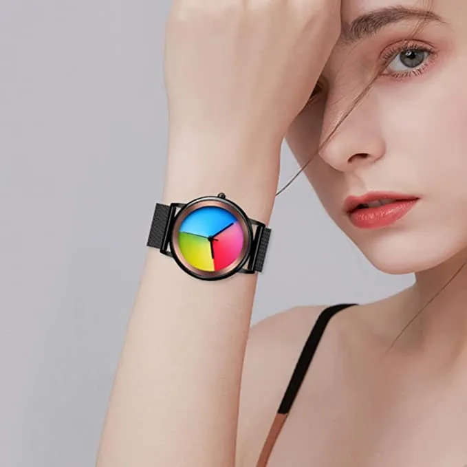 Simple Fashion Rainbow Waterproof  Unisex Watch