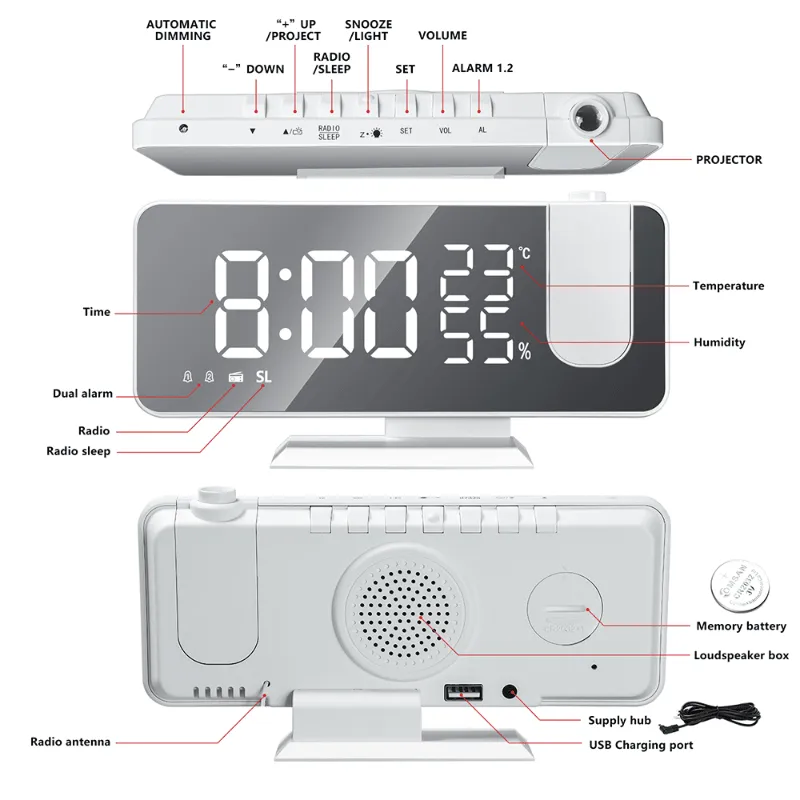 Smart Time Projector Alarm Clock