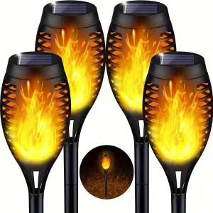 Solar Torch Lights 2/4/6/8pcs Set - Waterproof LED Garden Decor, Landscape & Pathway Lighting for Patio, Yard - Festive Outdoor Ambiance for Christmas & Halloween