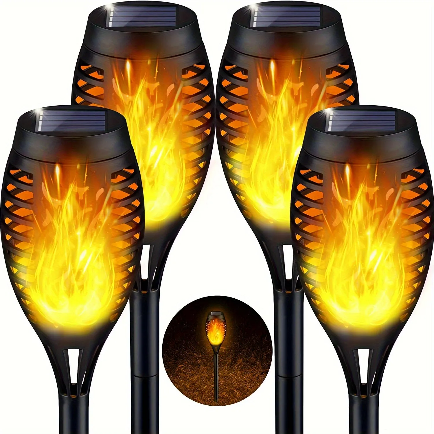Solar Torch Lights 2/4/6/8pcs Set - Waterproof LED Garden Decor, Landscape & Pathway Lighting for Patio, Yard - Festive Outdoor Ambiance for Christmas & Halloween