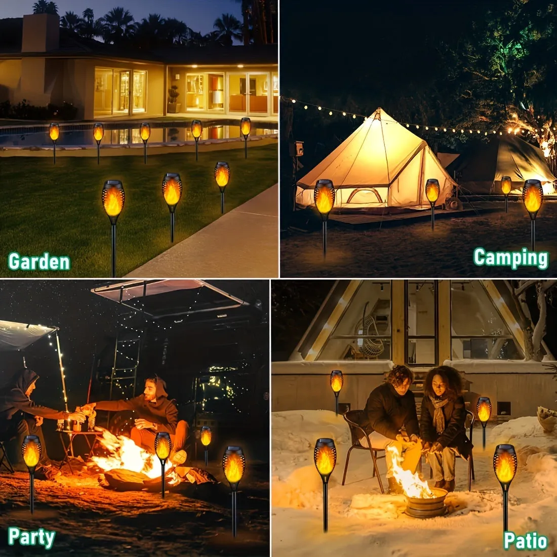 Solar Torch Lights 2/4/6/8pcs Set - Waterproof LED Garden Decor, Landscape & Pathway Lighting for Patio, Yard - Festive Outdoor Ambiance for Christmas & Halloween