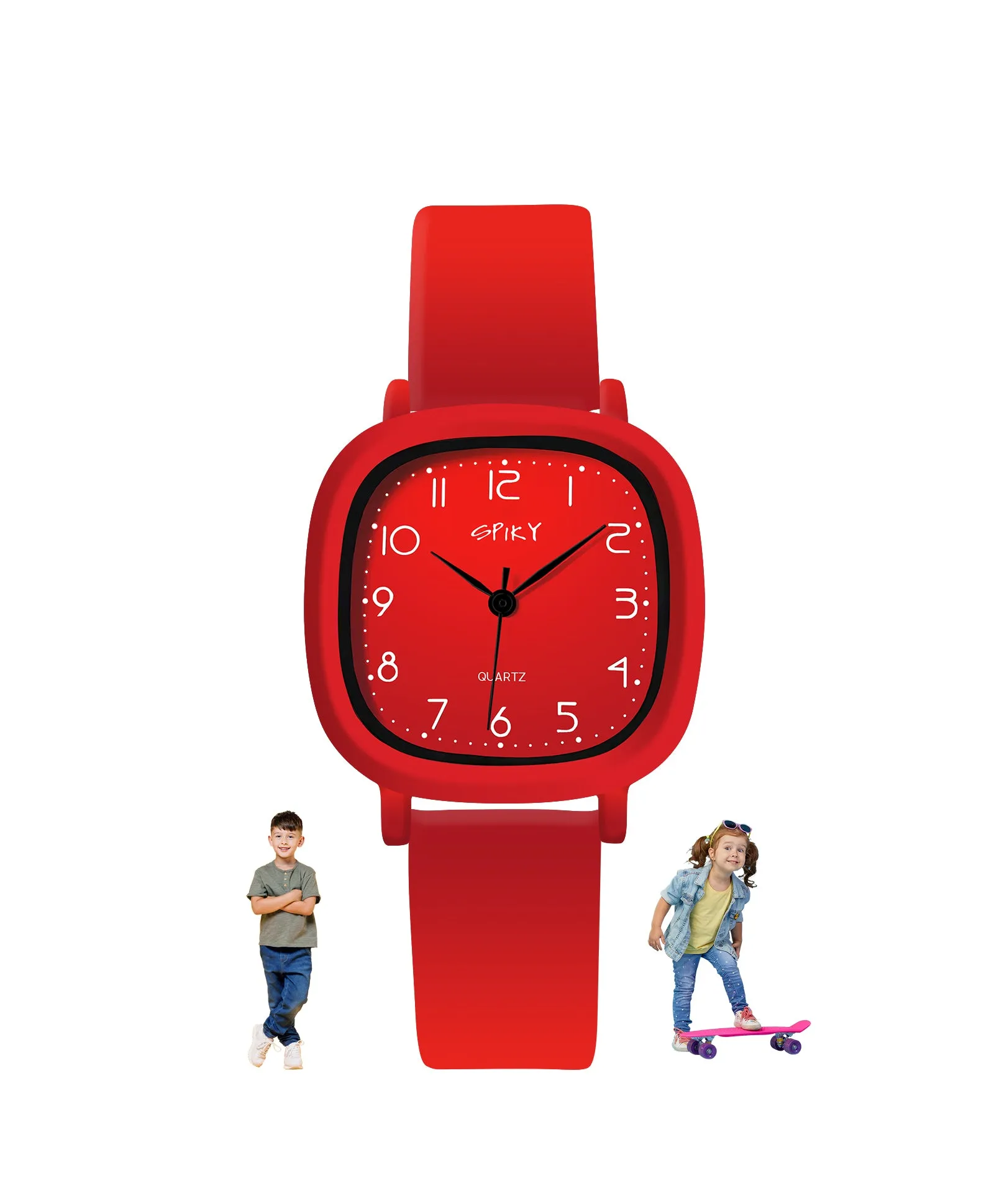 Spiky Eva19 Square Analog Watch for Kids - Red