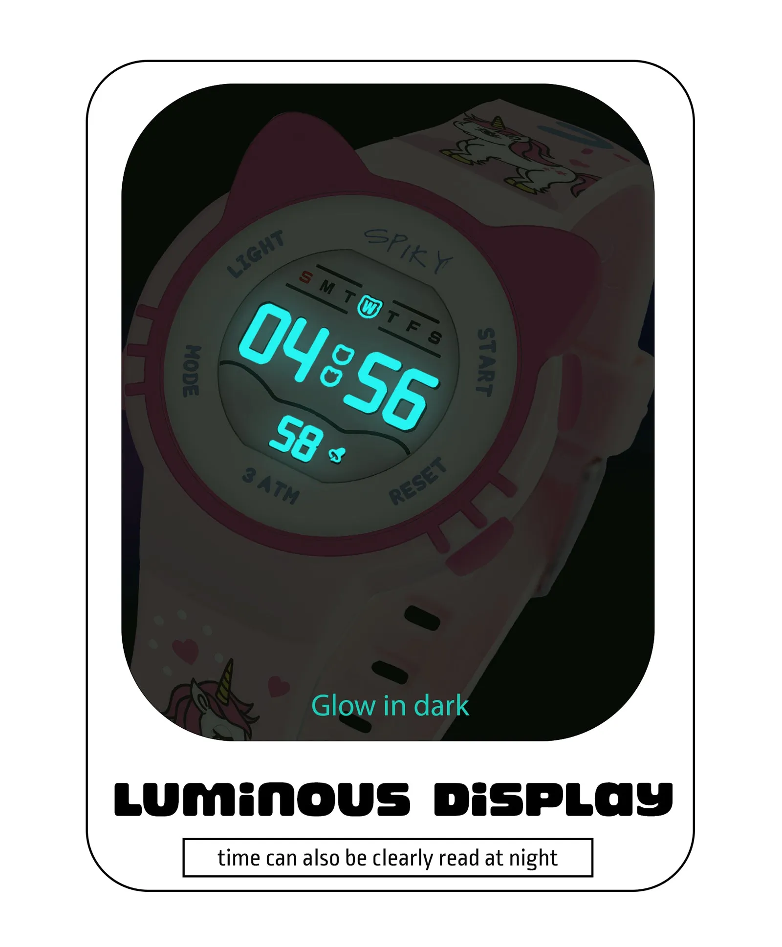 Spiky Round Cat Shaped Sports Digital Watch - Purple