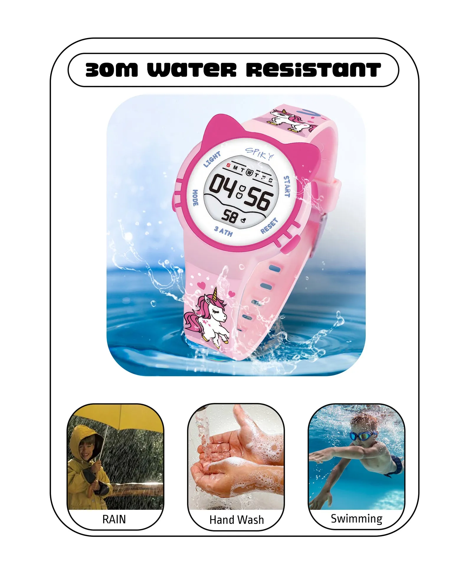 Spiky Round Cat Shaped Sports Digital Watch - Purple