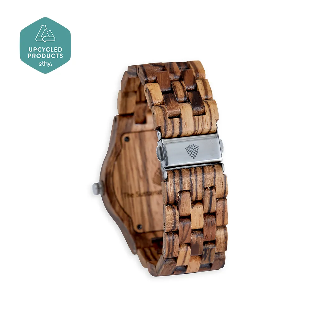 The Yew Watch - Eco-Friendly Natural Zebrawood Timepiece for Men | Handcrafted Vegan Watch