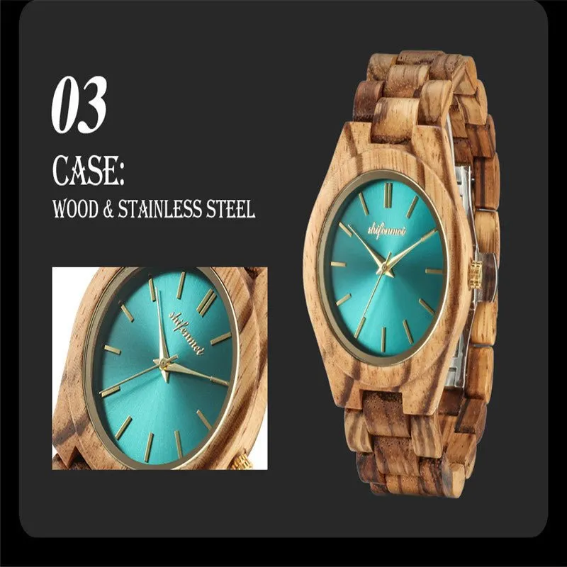 Wooden Quartz Watch With Steel Buckle
