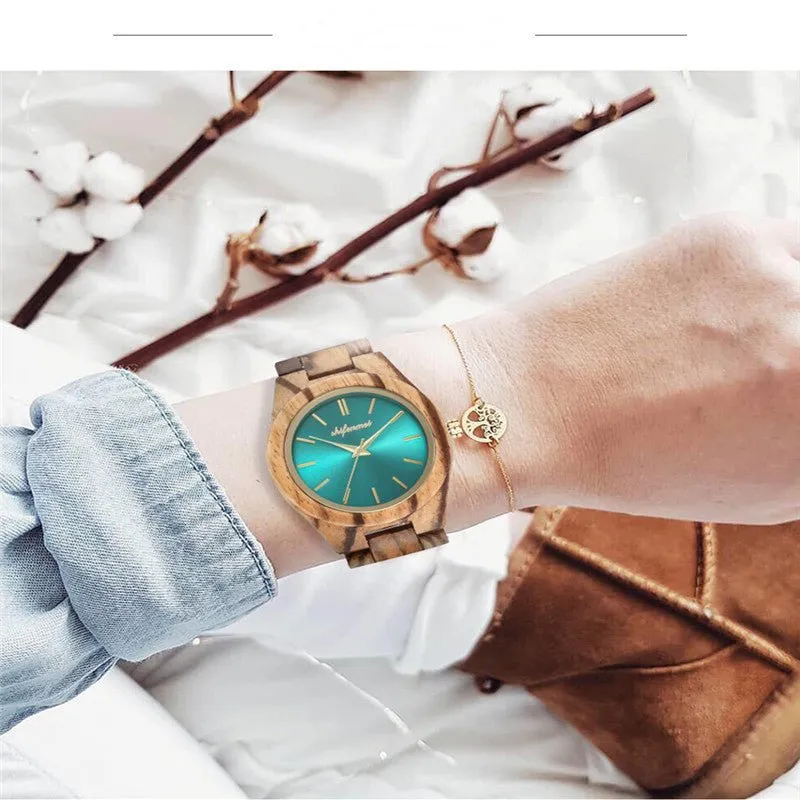 Wooden Quartz Watch With Steel Buckle