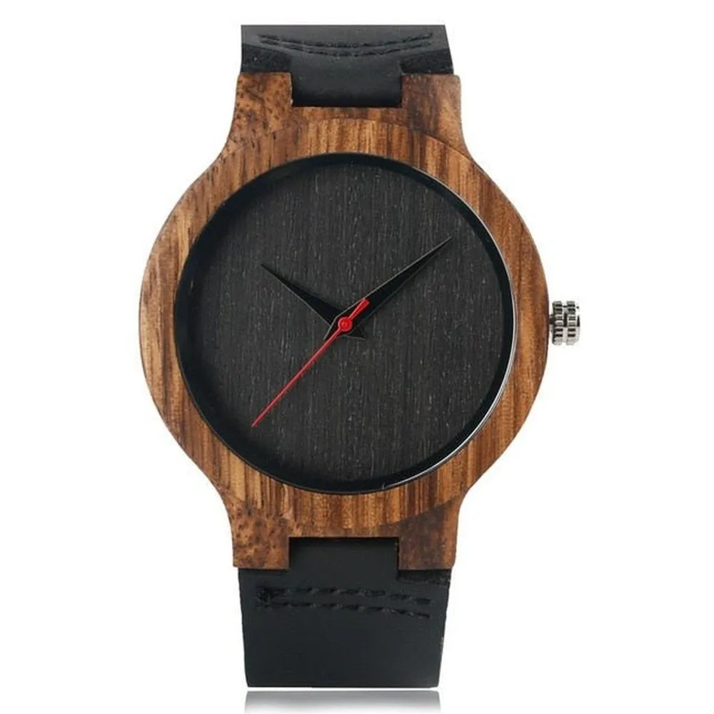 Wooden Watch With Soft Leather Strap For Men