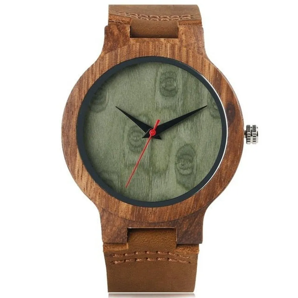 Wooden Watch With Soft Leather Strap For Men